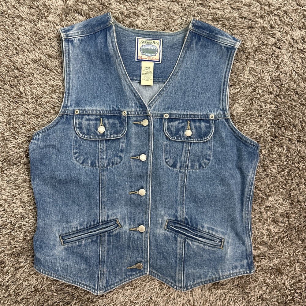 Vintage Denim 90s Button Vest Western Women's Size Small Cottage Western